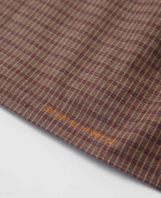 TWILL PLAID BIG BD SHIRT / Brown x Olive