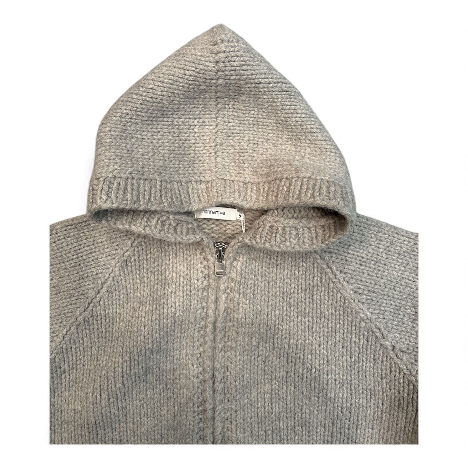 WANDERER HAND-KNIT HOODED SWEATER WOOL YARN / GRAY