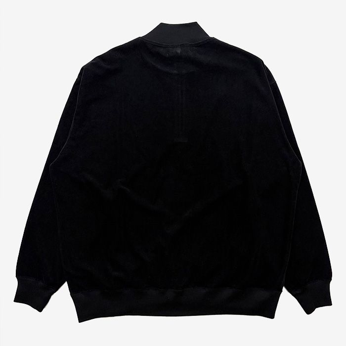Pique Velour Jersey Half Zip Sweatshirt / Black