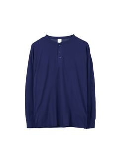 HEALTHKNIT HENRY NECK L/S / NAVY&BROWN / 2パックロングスリーブティー