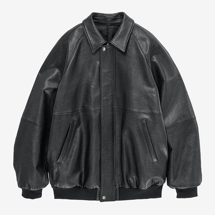 Cow Leather Raglan Blouson / Black