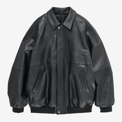 Cow Leather Raglan Blouson / Black