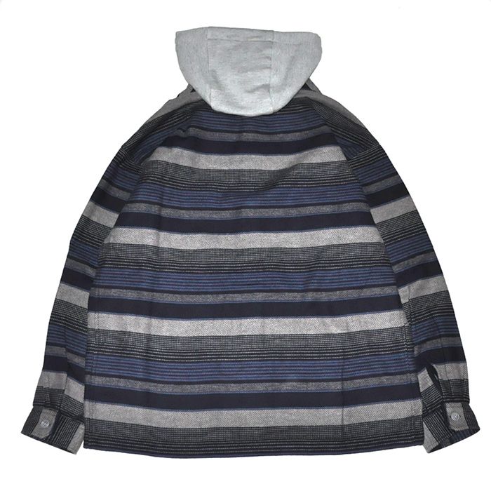 DESCENDANT - SPICOLI HOODED LS SHIRT / NAVY | Stripe Online Store