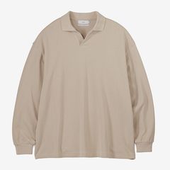Cotton Pique Jersey L/S Skipper Polo / BEIGE