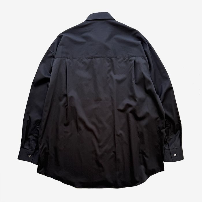 Silicon Poplin Oversized Regular Collar Shirt  / BLACK