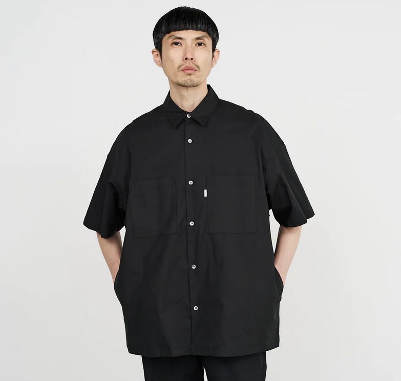 Stretch Typewriter S/S Oversized Box Shirt - F