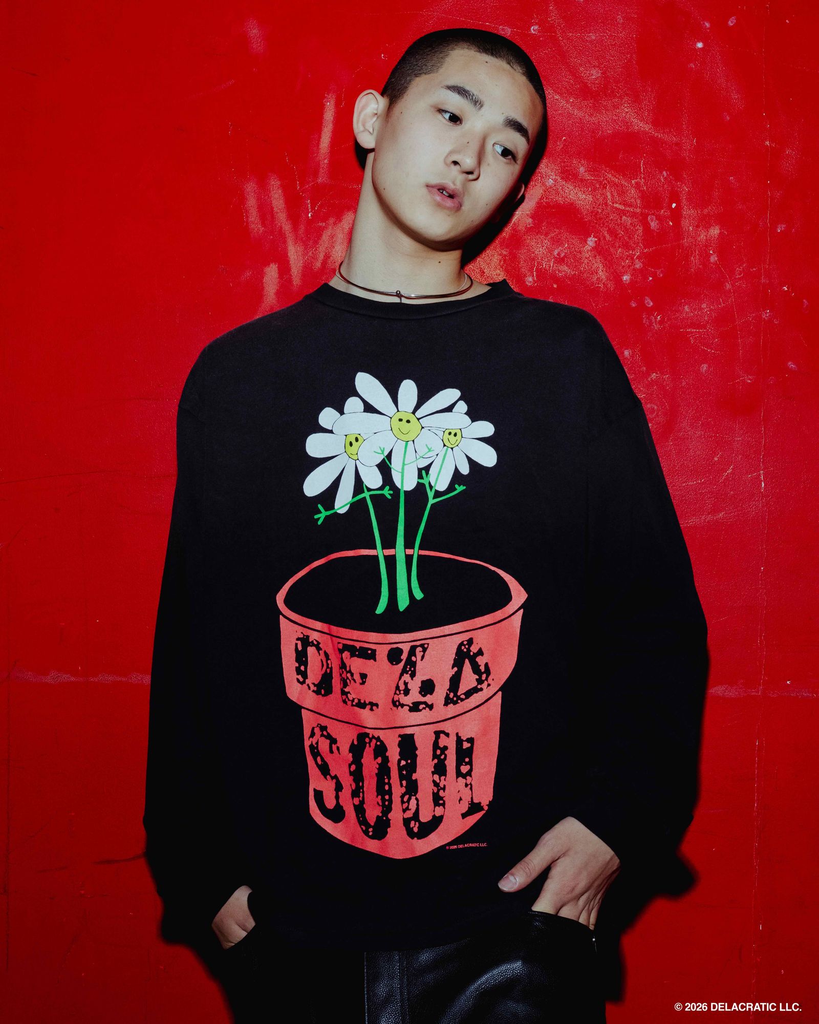 "Flower" LS TEE(xDe La Soul) / BLACK / デラソウルコラボロンティー
