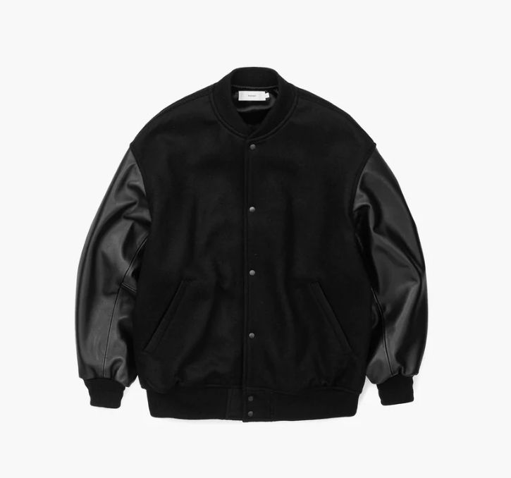 Graphpaper - Light Melton Stadium Jacket / BLACK | Stripe Online Store