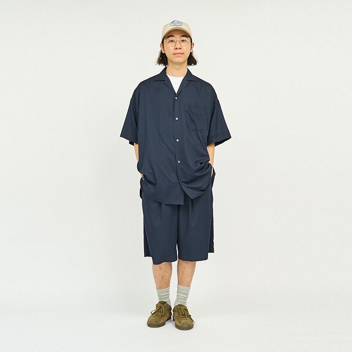 COOLFIBER OPEN COLLAR S/S SHIRT / NAVY