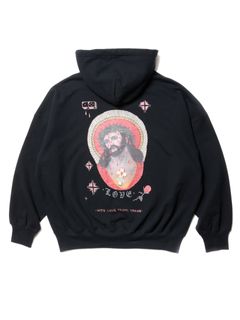 Open End Yarn Sweat Hoodie (JESUS) / BLACK