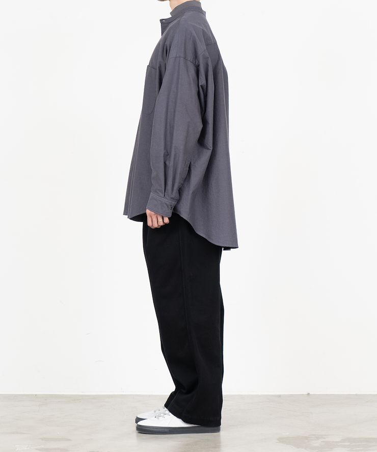 Graphpaper - Oxford Oversized Band Collar Shirt / SAX | Stripe