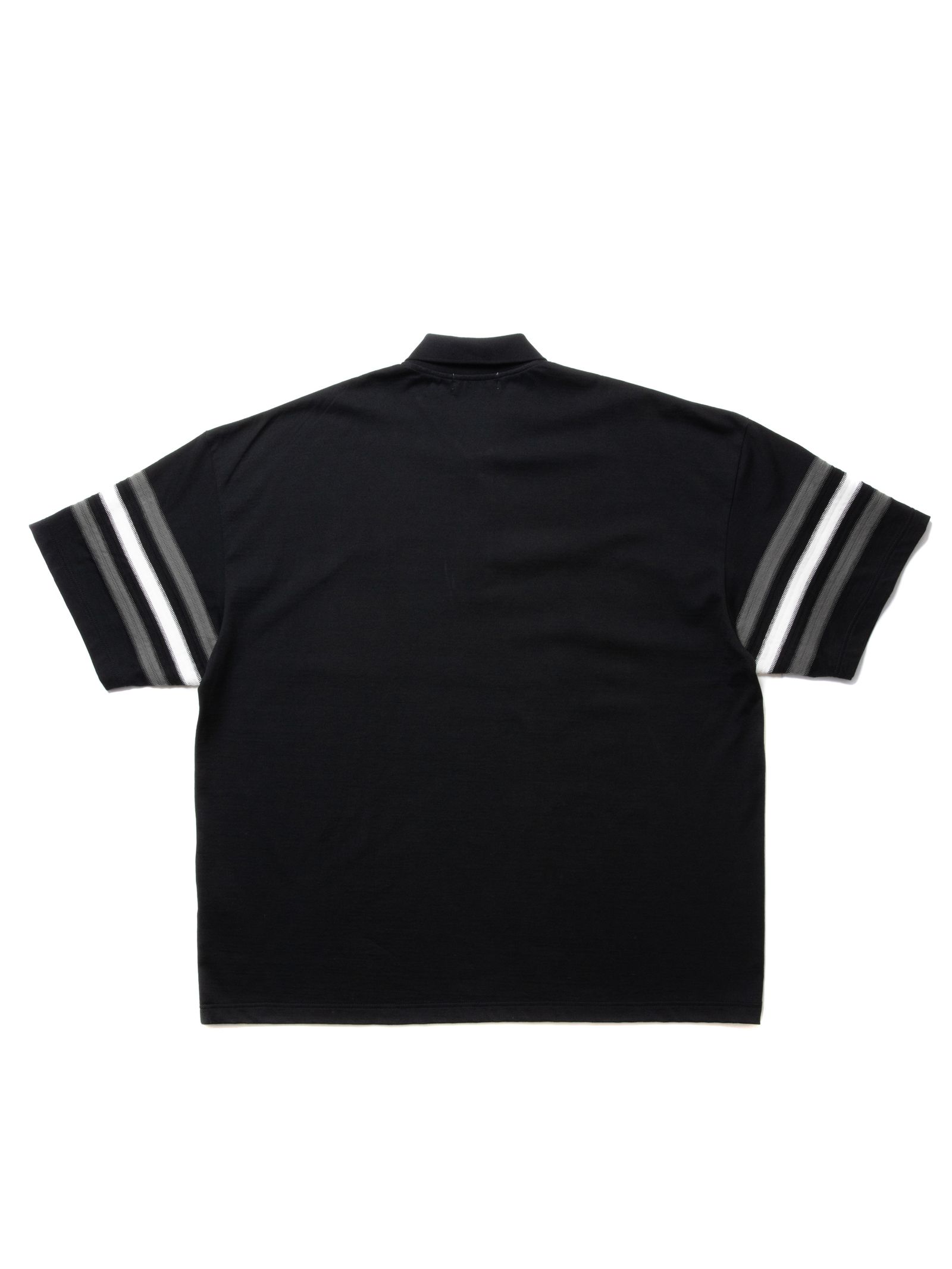 COOTIE PRODUCTIONS - Jacquard Sleeve S/S Polo / Black / ジャガード 