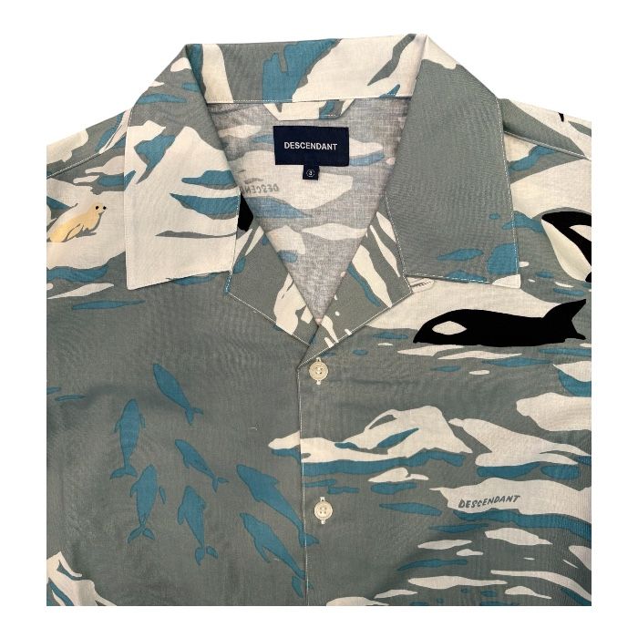 EDGD OPEN COLLAR TEXTILE SS SHIRT / GRAY