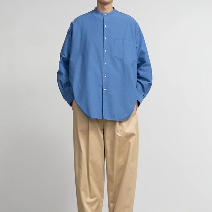 Graphpaper - Oxford Oversized Band Collar Shirt / SAX | Stripe Online Store