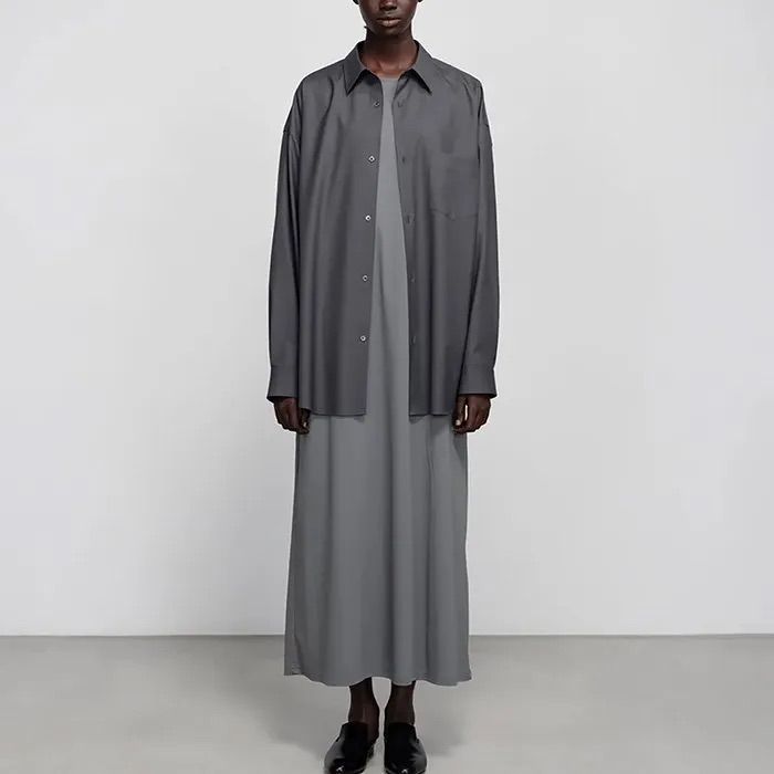 Women / Fine Smooth L/S Crew Neck Dress / Gray