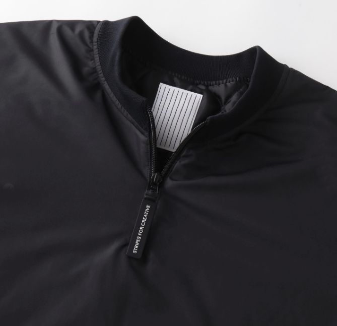 Stripes For Creative - BASEBALL HALF ZIP JACKET / BLACK | Stripe 