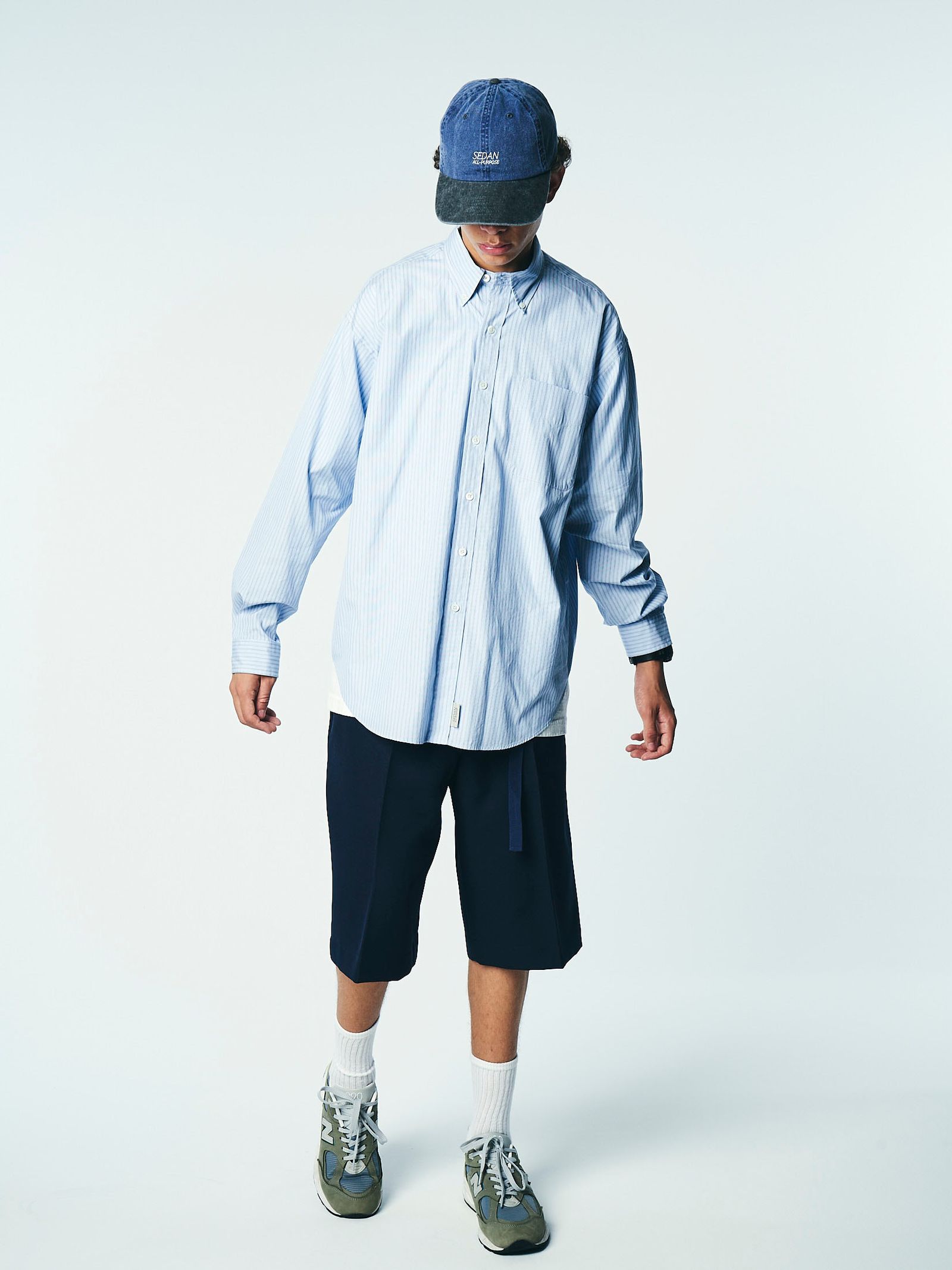 SEDAN ALL-PURPOSE - Poplin Stripe Big BD Shirt / Blue×White