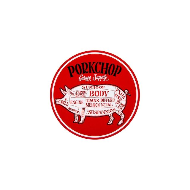 PORKCHOP - PORKCHOP CIRCLE STICKER / RED×WHITE | Stripe Online Store