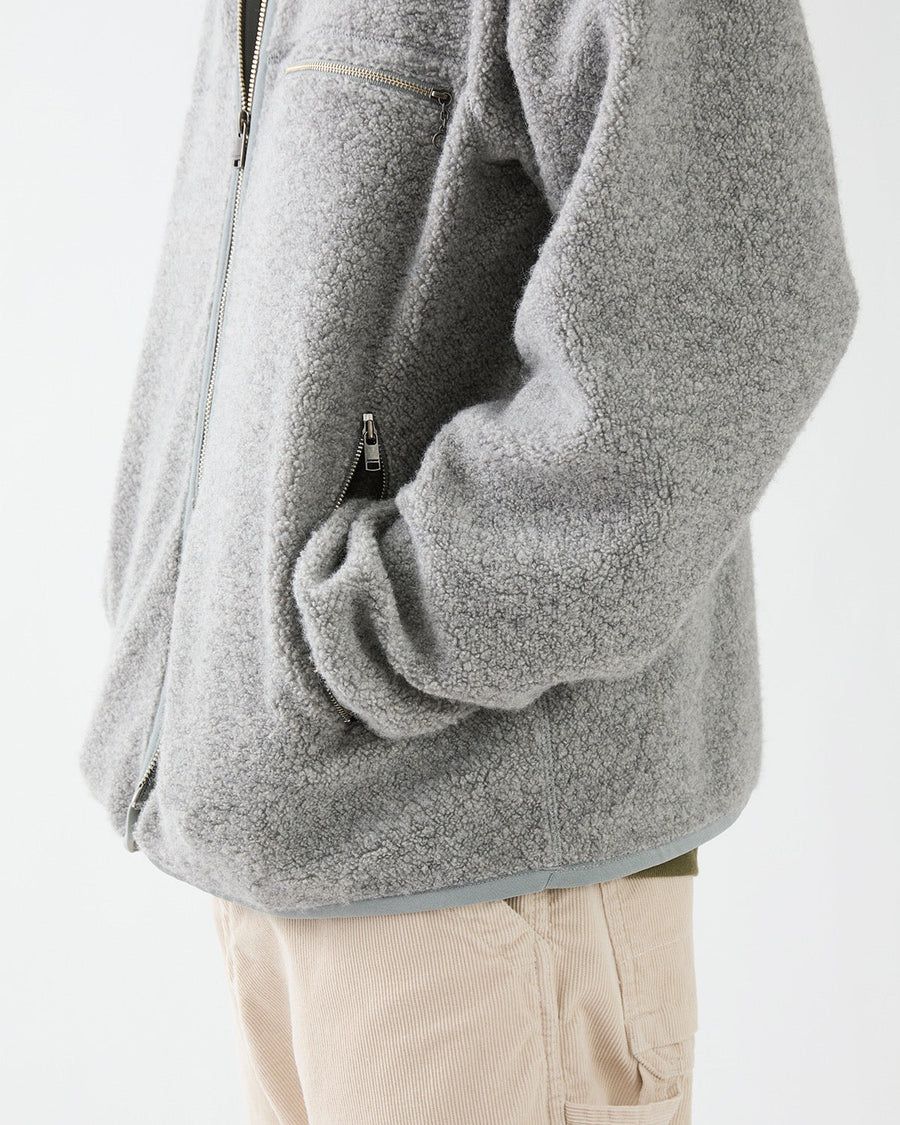 HIKER FULL ZIP BROUSON WOOL POLY NYLON PILE / HEATHER GRAY