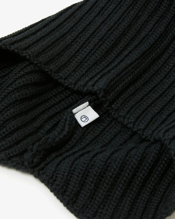 HIKER EAR FLAP BEANIE WOOL YARN / BLACK