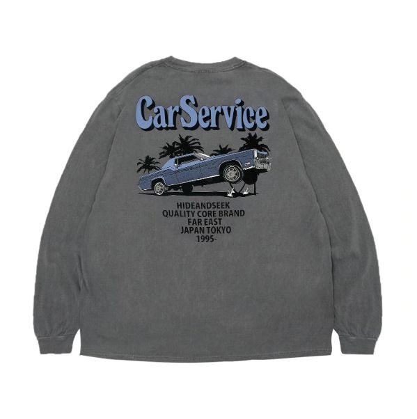 HIDEANDSEEK × CarService L/S Tee-2 (Back) / D-BLK / プリントロングスリーブティー