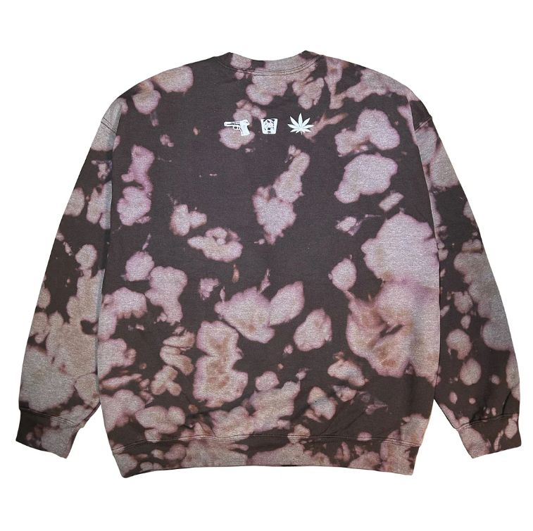 DRUNK,HIGH & UNEMPLOYED TIE DYE SWEAT CREW NECK / BROWN / タイダイスウェット