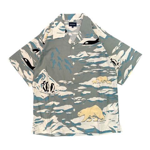 EDGD OPEN COLLAR TEXTILE SS SHIRT / GRAY