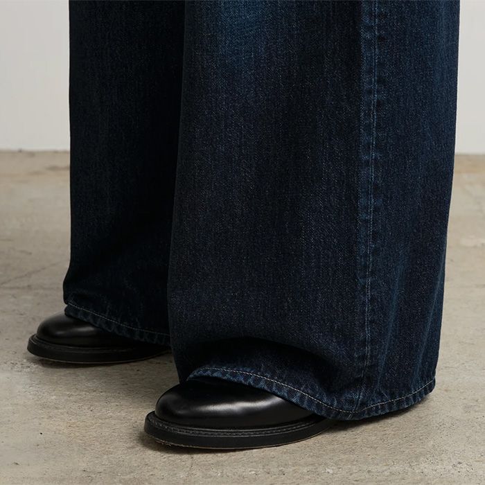 Women / Selvage Denim Two Tuck Wide Pants -DARK FADE- / INDIGO DARK FADE