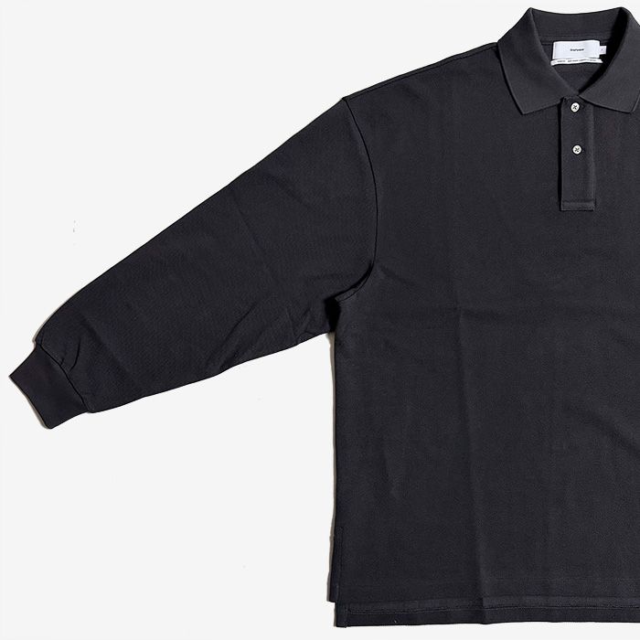 Cotton Pique Jersey L/S Polo / Charcoal