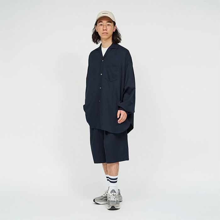 COOLFIBER OPEN COLLAR L/S SHIRT / NAVY