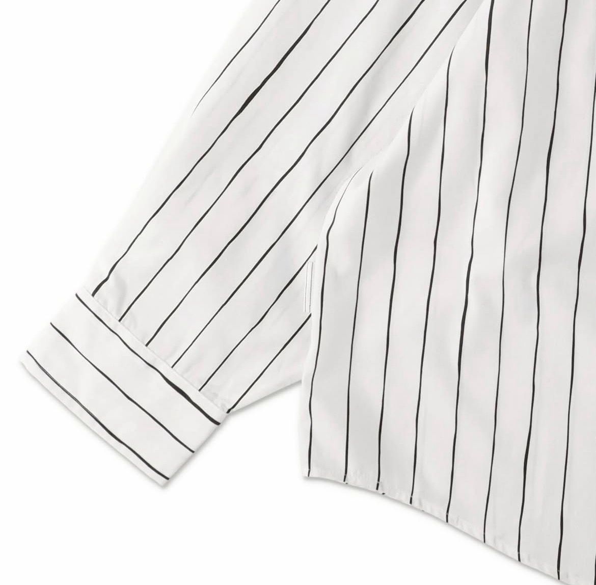 P/C STRIPE PULL OVER SHIRT | WHITE