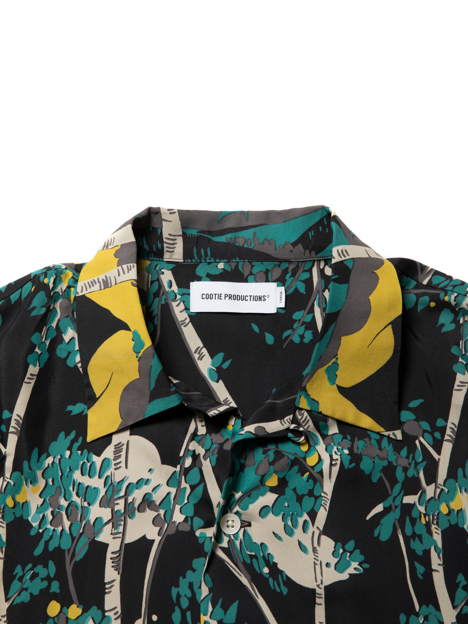 Rayon Open Collar S/S Shirts / BLACK /  レーヨンシャツ