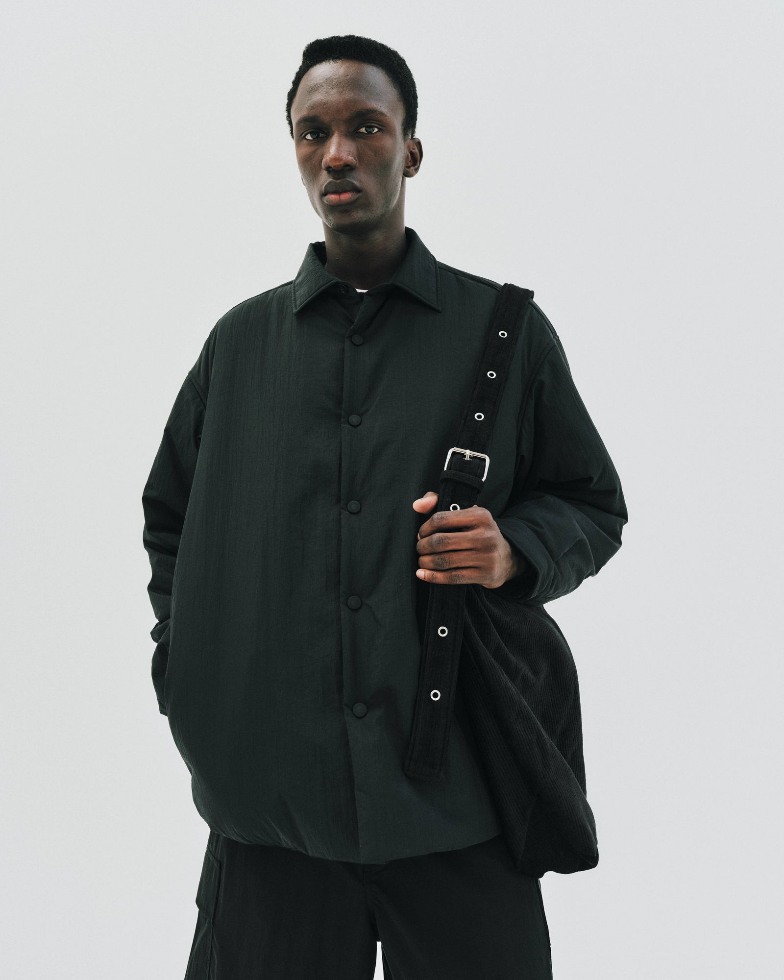 Nylon Taffeta Padded Shirt / BLACK /  ナイロン シャツ
