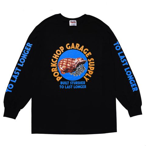 PC & SCREW L/S TEE / BLACK / プリントロンティー