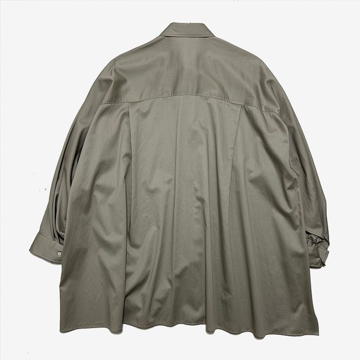 Women / Silicon Poplin Deep Slit Regular Collar Shirt / Grege