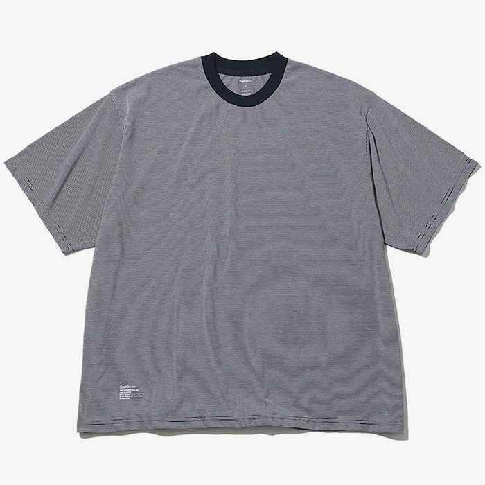 MICRO BORDER S/S TEE / WHITE × NAVY