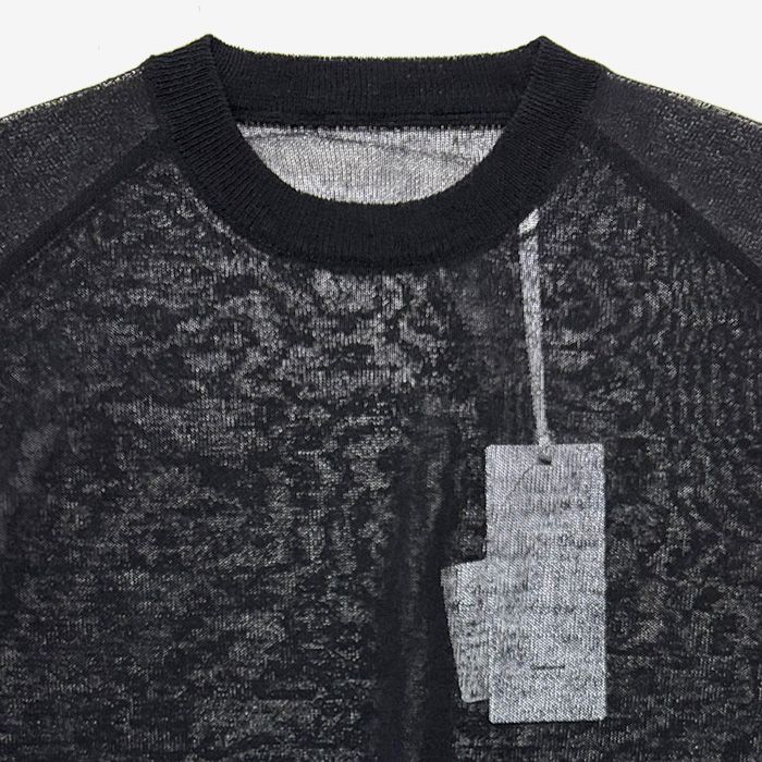 Coiled Wool Nylon Oversized Crew Neck Knit / Black