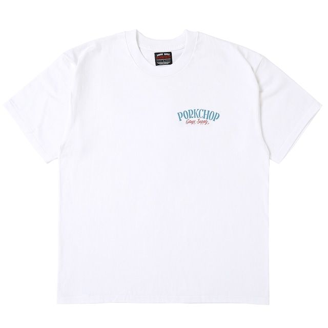 PORK BACK TEE / WHITE×RDBL / プリントロンティー