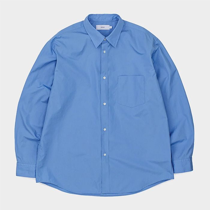 Women / High Count Broad L/S Oversized Regular Collar Shirt / Blue