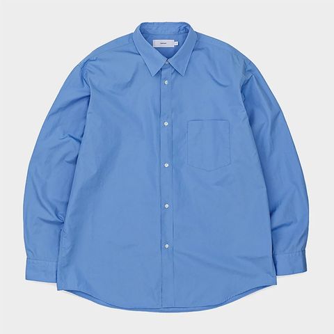 Women / High Count Broad L/S Oversized Regular Collar Shirt / Blue