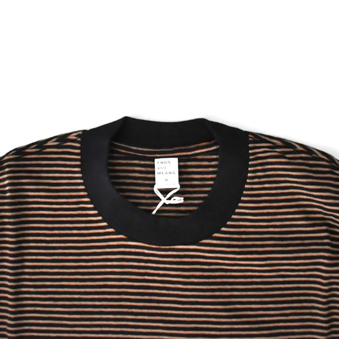 ENDS and MEANS - Horizontal Stripe Pocket Tee / Black Stripe