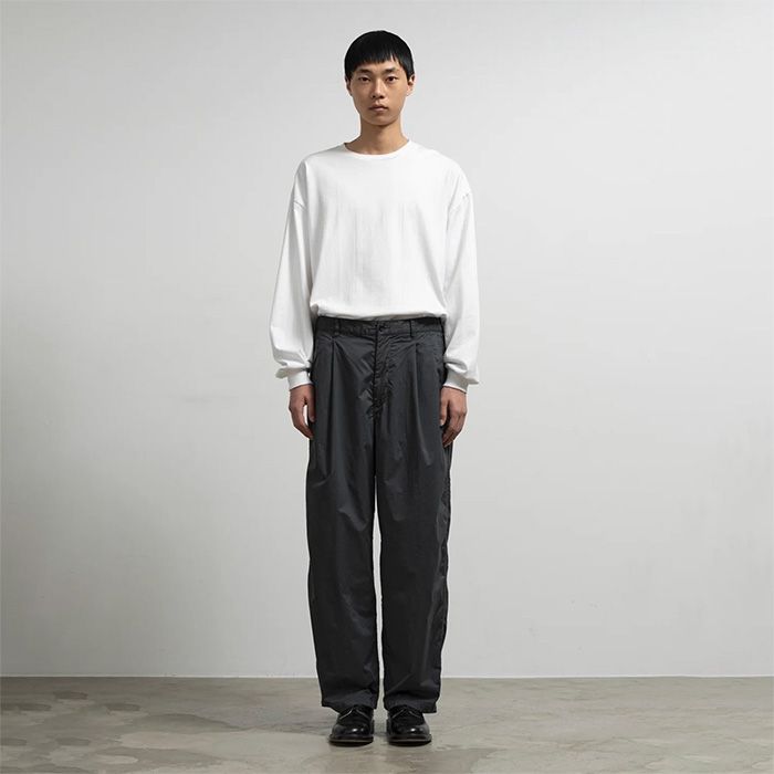 Garment Dyed Typewritter Oversized Slacks / Black