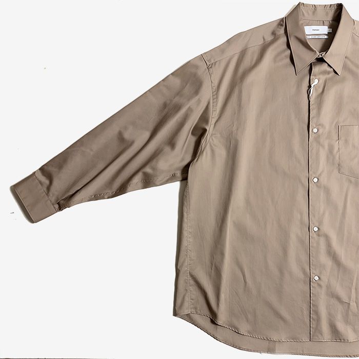 Silicon Poplin Oversized Regular Collar Shirt / Taupe