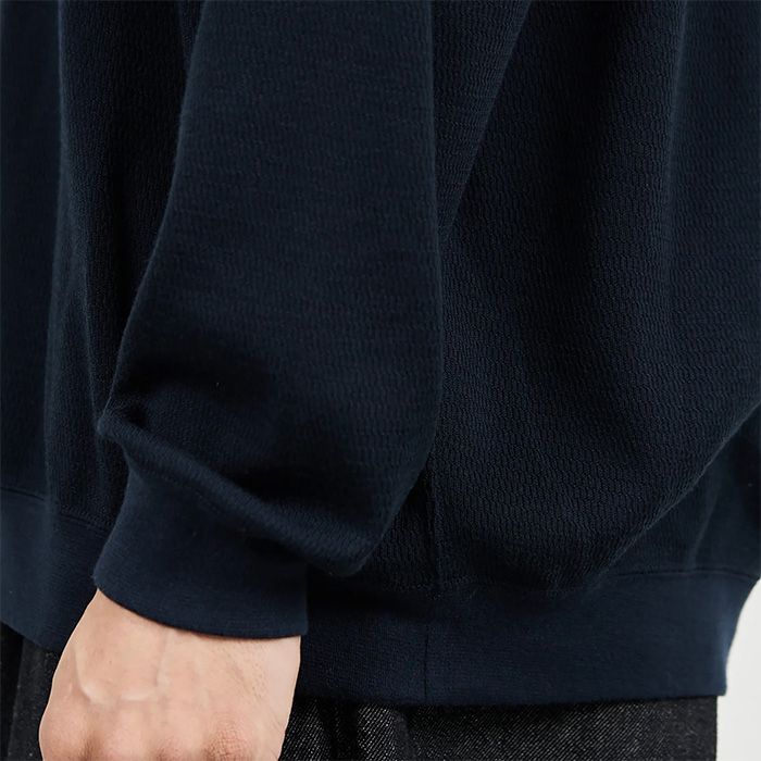 Wool Honeycomb Crew Neck Thermal  / NAVY