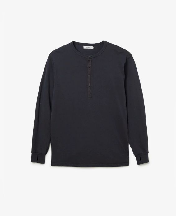 DWELLER L/S HENRY NECK TEE COTTON JERSEY / CHARCOAL