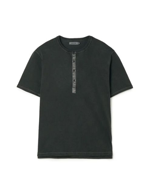 DWELLER S/S HENRY NECK TEE COTTON JERSEY PIGMENT DYE / CHARCOAL