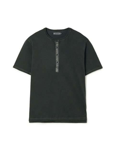 DWELLER S/S HENRY NECK TEE COTTON JERSEY PIGMENT DYE / CHARCOAL