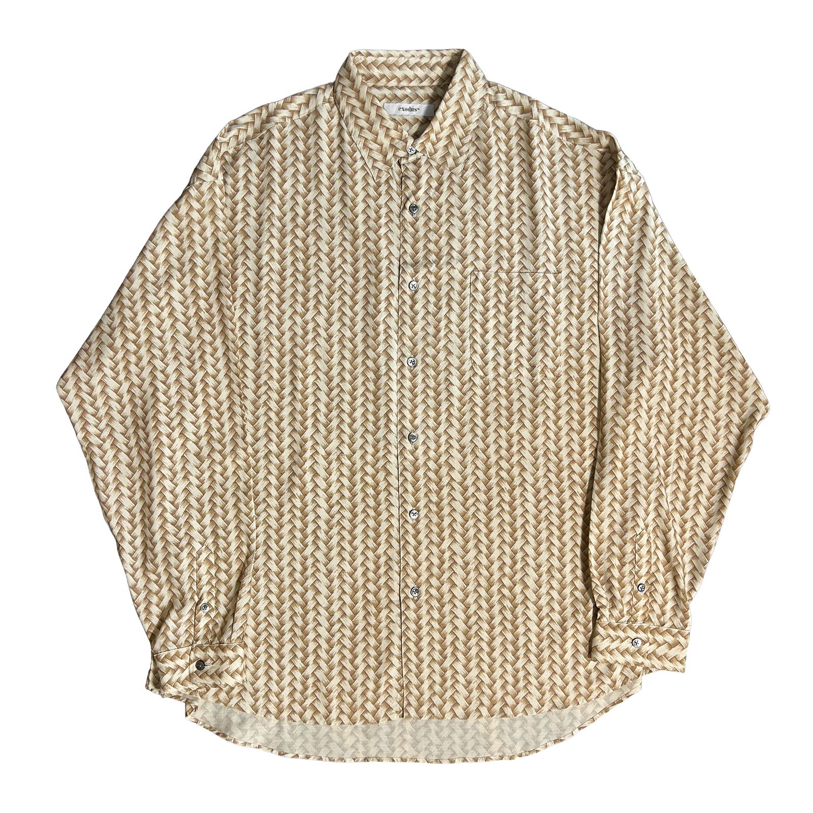 AJIRO BAMBOO REGULAR COLLAR SHIRT / BEIGE / 総柄シャツ
