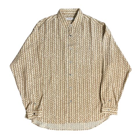 AJIRO BAMBOO REGULAR COLLAR SHIRT / BEIGE / 総柄シャツ