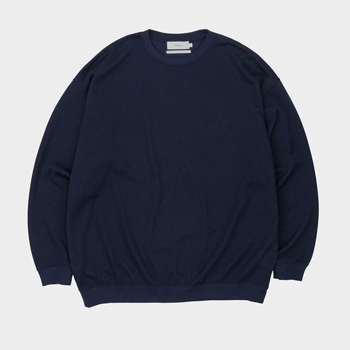Wool Honeycomb Crew Neck Thermal  / NAVY
